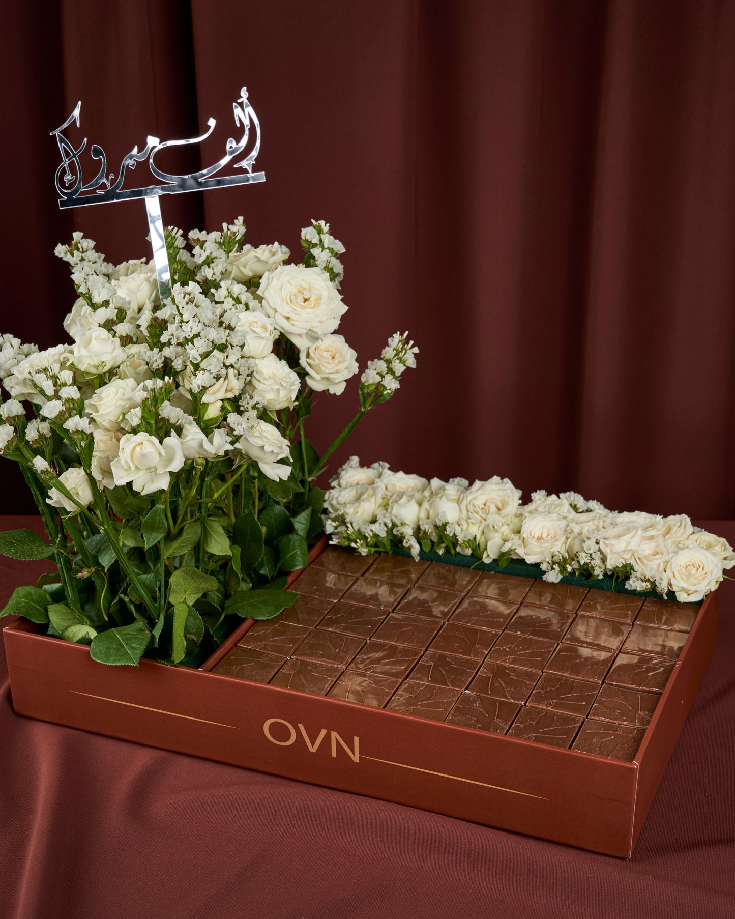 Chocolate Box with Natural Flowers